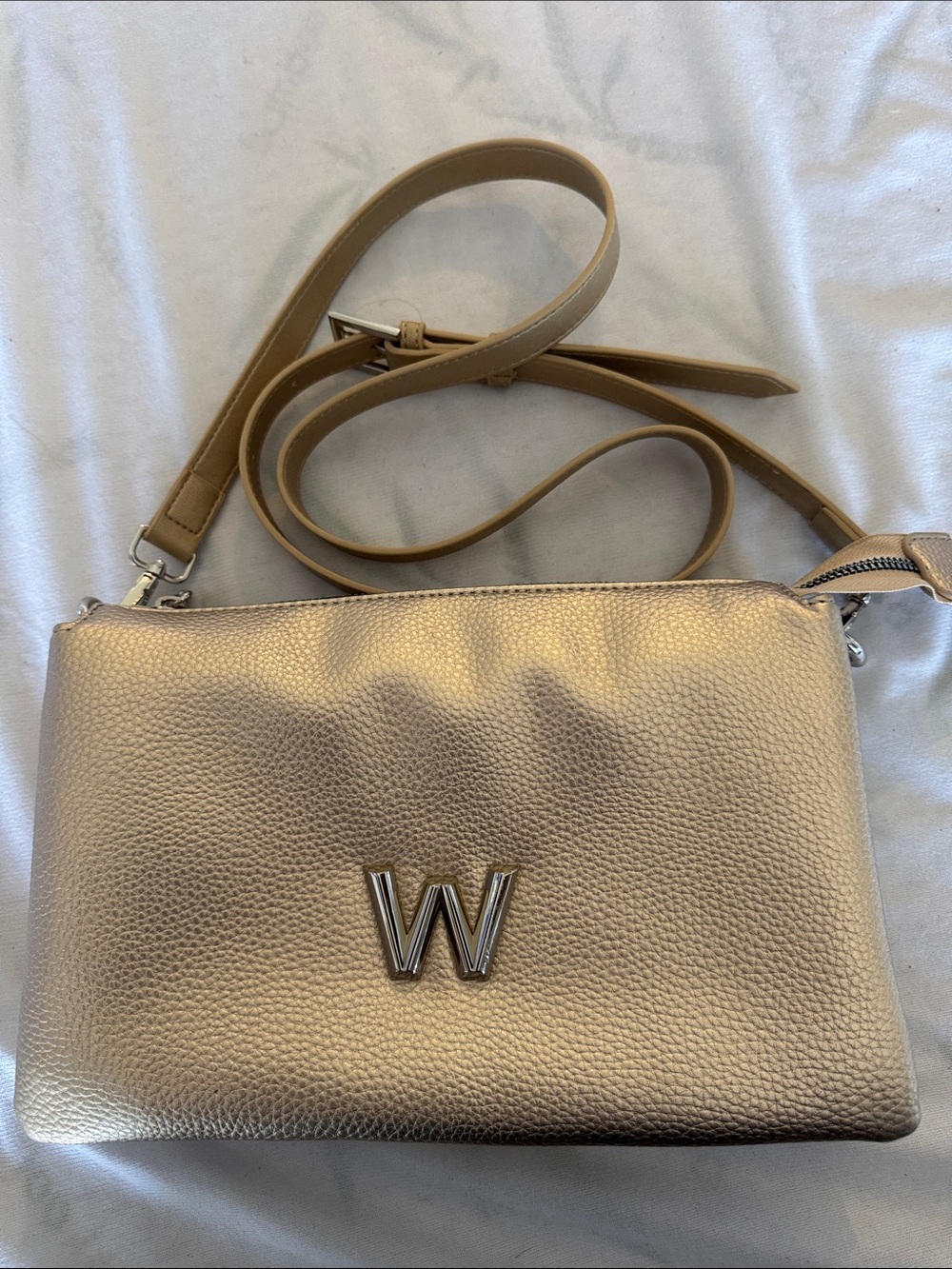 wonders gold leather crossbody or shoulder bag